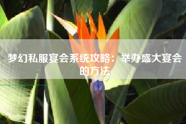 梦幻私服宴会系统攻略：举办盛大宴会的方法