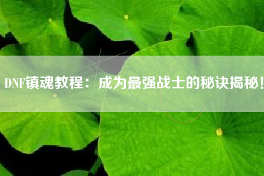 DNF镇魂教程：成为最强战士的秘诀揭秘！