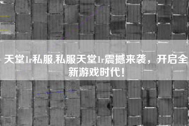 天堂1r私服,私服天堂1r震撼来袭，开启全新游戏时代！
