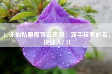 1. 诛仙私服魔青云攻略：新手玩家必看，快速入门！