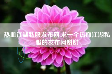 热血江湖私服发布网,求一个热血江湖私服的发布网谢谢