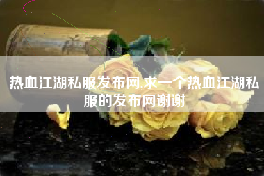 热血江湖私服发布网,求一个热血江湖私服的发布网谢谢