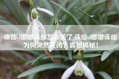诛仙sf嘟嘟诛仙怎么关了,诛仙sf嘟嘟诛仙为何突然关闭？真相揭秘！