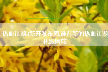 热血江湖sf新开发布网,谁有新的热血江湖私服网站
