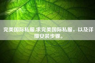 完美国际私服,求完美国际私服，以及详细安装步骤。