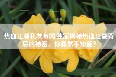 热血江湖私发布网,独家揭秘热血江湖背后的秘密，你竟然不知道？