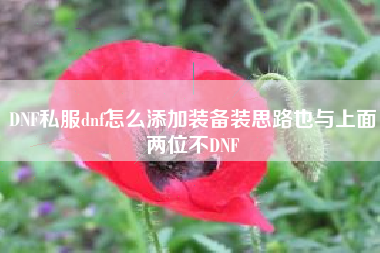 DNF私服dnf怎么添加装备装思路也与上面两位不DNF