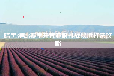 暗黑3第28赛季开荒亚服挑战秘境打法攻略