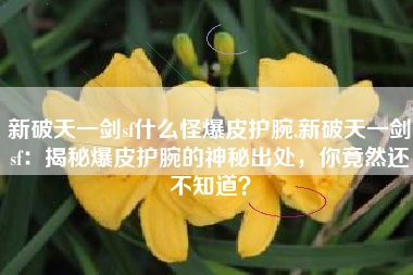 新破天一剑sf什么怪爆皮护腕,新破天一剑sf：揭秘爆皮护腕的神秘出处，你竟然还不知道？