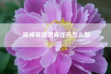 原神常夜灵庙任务怎么做