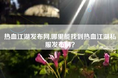 热血江湖发布网,哪里能找到热血江湖私服发布网？