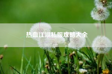 热血江湖私服攻略大全