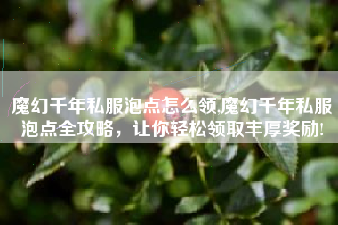 魔幻千年私服泡点怎么领,魔幻千年私服泡点全攻略，让你轻松领取丰厚奖励!