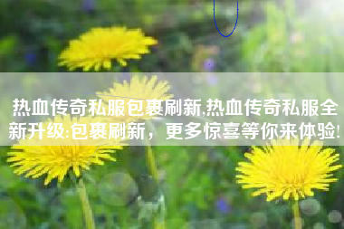 热血传奇私服包裹刷新,热血传奇私服全新升级:包裹刷新，更多惊喜等你来体验!