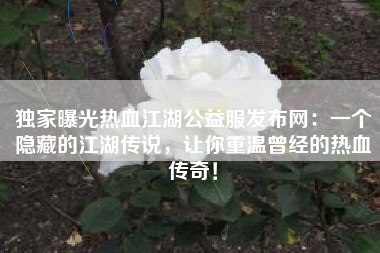 独家曝光热血江湖公益服发布网：一个隐藏的江湖传说，让你重温曾经的热血传奇！