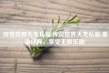 传奇世界天龙私服,传说世界天龙私服:重温经典，享受无限乐趣!