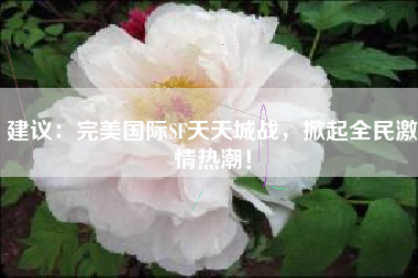 建议：完美国际SF天天城战，掀起全民激情热潮！
