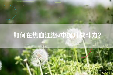 如何在热血江湖sf中提升战斗力？