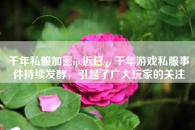 千年私服加密ip,近日，千年游戏私服事件持续发酵，引起了广大玩家的关注