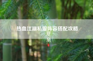 热血江湖私服阵容搭配攻略