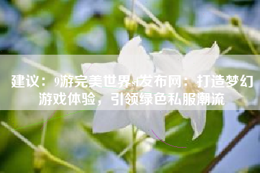 建议：9游完美世界sf发布网：打造梦幻游戏体验，引领绿色私服潮流