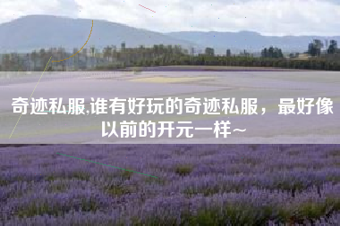 奇迹私服,谁有好玩的奇迹私服，最好像以前的开元一样~