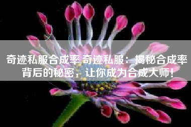 奇迹私服合成率,奇迹私服:揭秘合成率背后的秘密,让你成为合成大师!