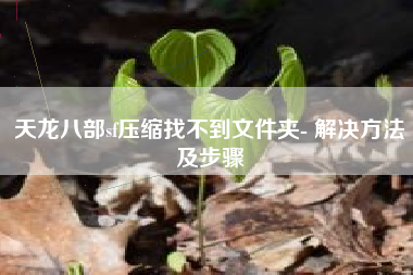 天龙八部sf压缩找不到文件夹- 解决方法及步骤