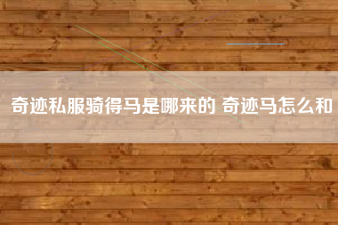 奇迹私服骑得马是哪来的 奇迹马怎么和