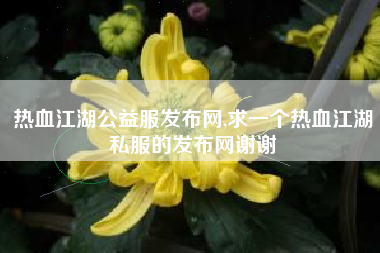 热血江湖公益服发布网,求一个热血江湖私服的发布网谢谢