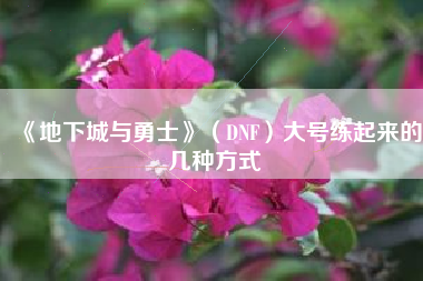 《地下城与勇士》（DNF）大号练起来的几种方式