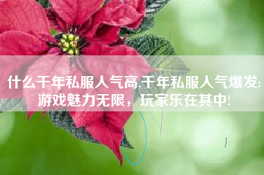 什么千年私服人气高,千年私服人气爆发:游戏魅力无限，玩家乐在其中!